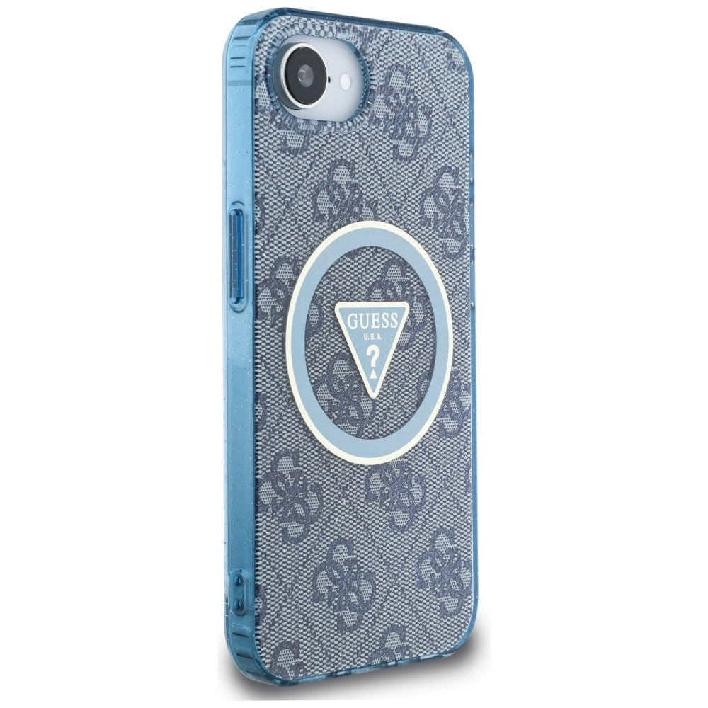 Etui MagSafe dla Apple iPhone 17e / 16e, Guess, IML Glitter 4G Circle Triangle, Niebieskie