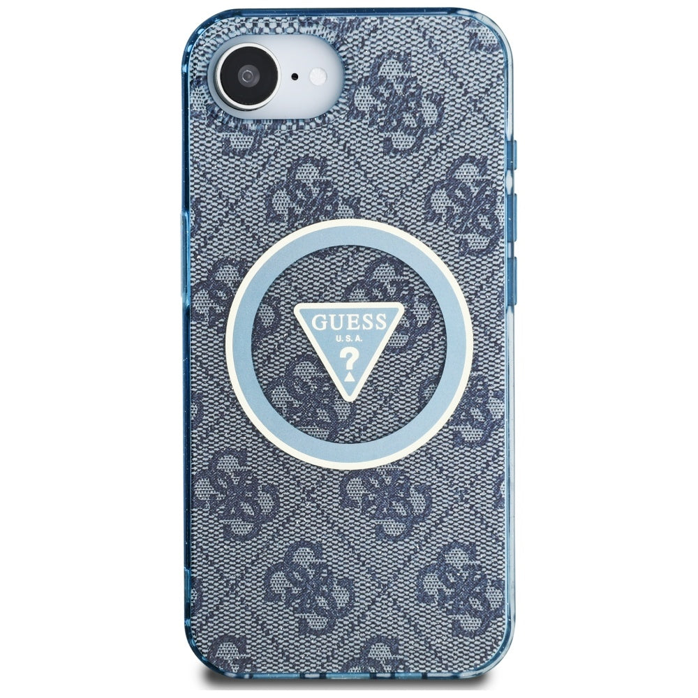Etui MagSafe dla Apple iPhone 17e / 16e, Guess, IML Glitter 4G Circle Triangle, Niebieskie