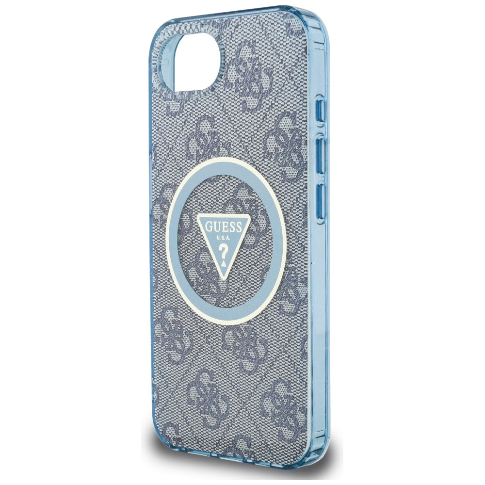 Etui MagSafe dla Apple iPhone 17e / 16e, Guess, IML Glitter 4G Circle Triangle, Niebieskie