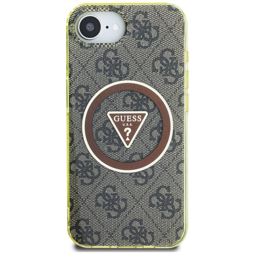 Etui MagSafe dla Apple iPhone 17e / 16e, Guess, IML Glitter 4G Circle Triangle, Brązowy