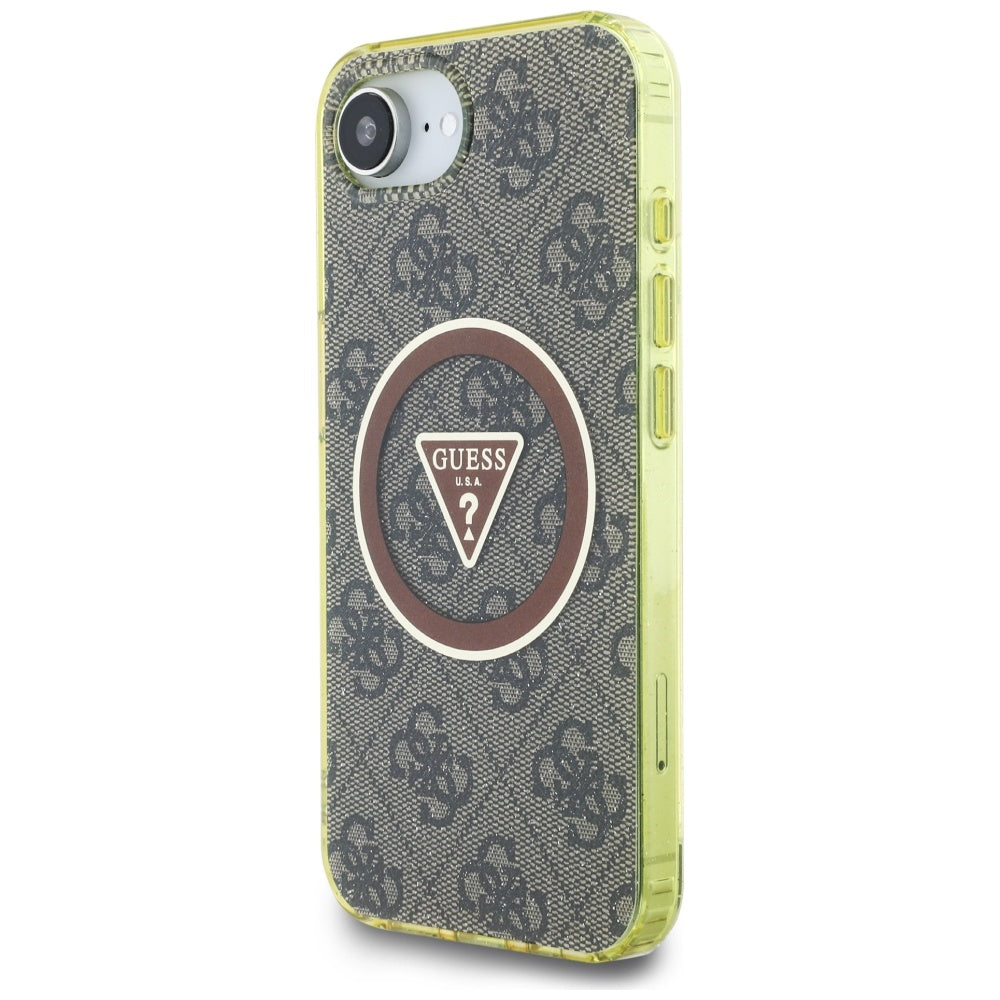 Etui MagSafe dla Apple iPhone 17e / 16e, Guess, IML Glitter 4G Circle Triangle, Brązowy