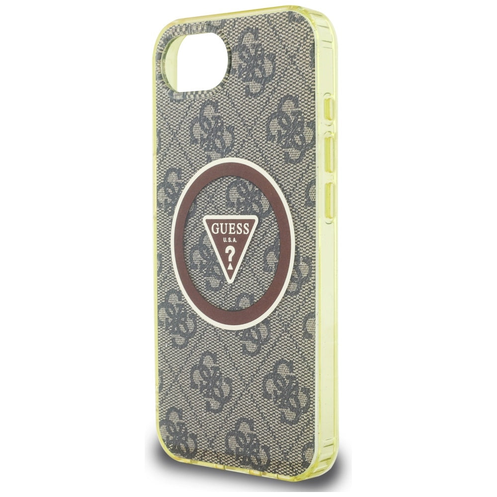 Etui MagSafe dla Apple iPhone 17e / 16e, Guess, IML Glitter 4G Circle Triangle, Brązowy