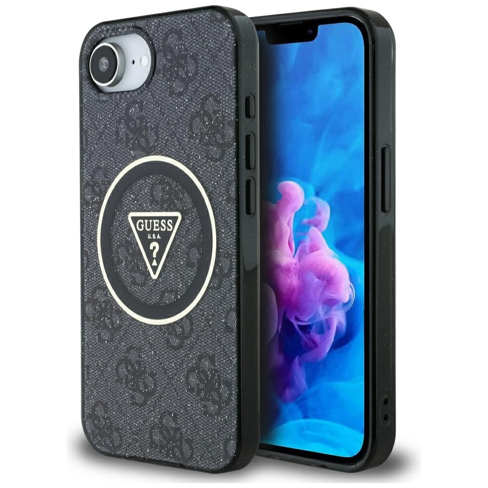 Etui MagSafe dla Apple iPhone 17e / 16e, Guess, IML Glitter 4G Circle Triangle, Czarne