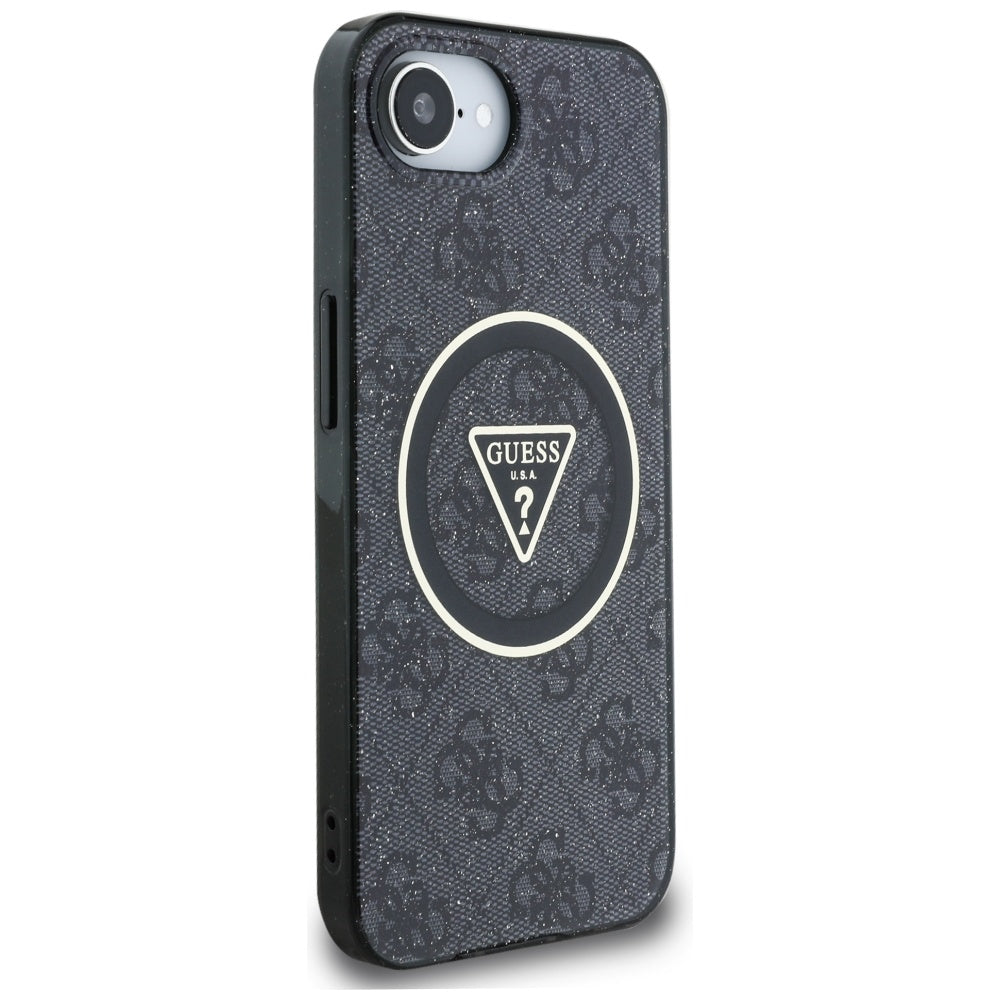 Etui MagSafe dla Apple iPhone 17e / 16e, Guess, IML Glitter 4G Circle Triangle, Czarne