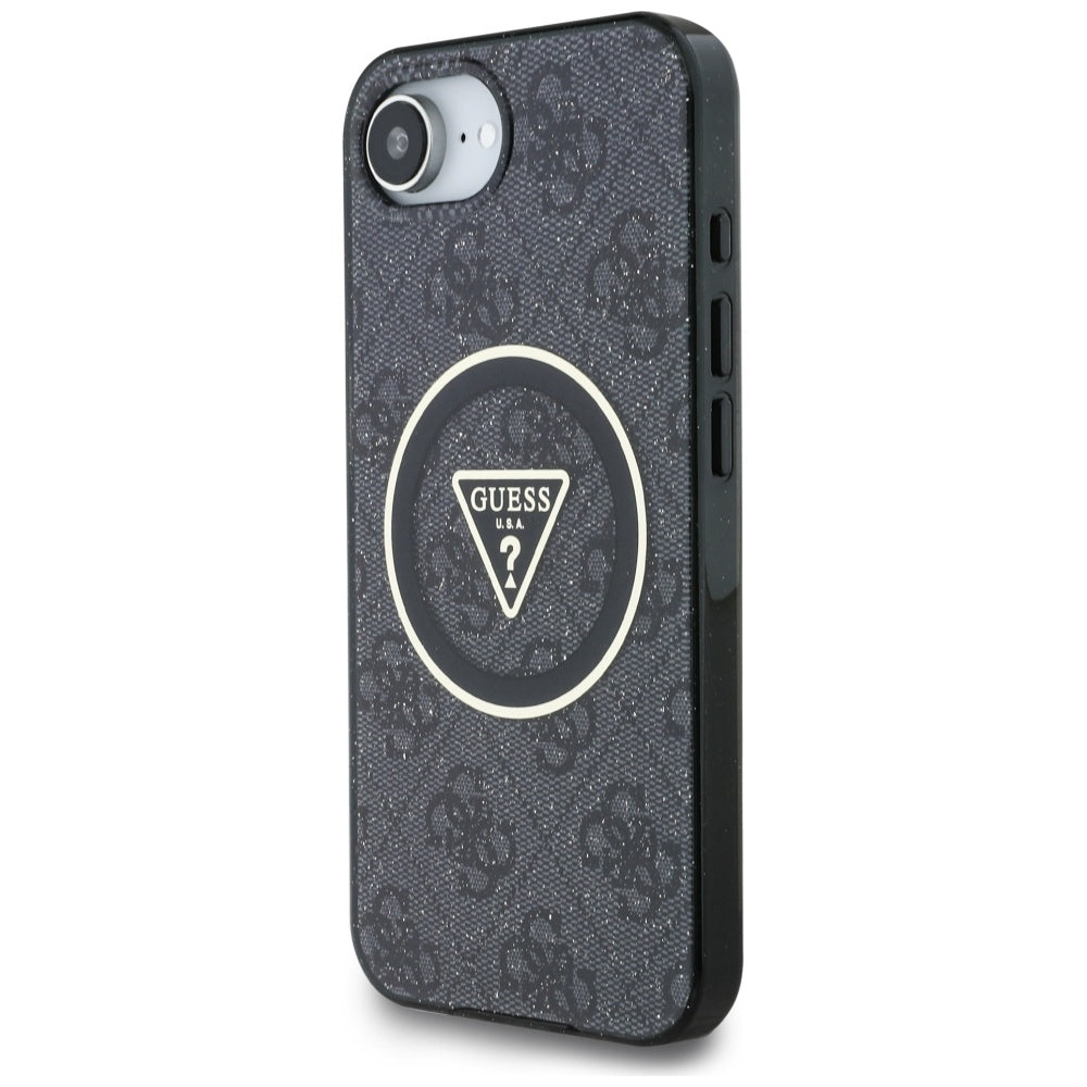 Etui MagSafe dla Apple iPhone 17e / 16e, Guess, IML Glitter 4G Circle Triangle, Czarne