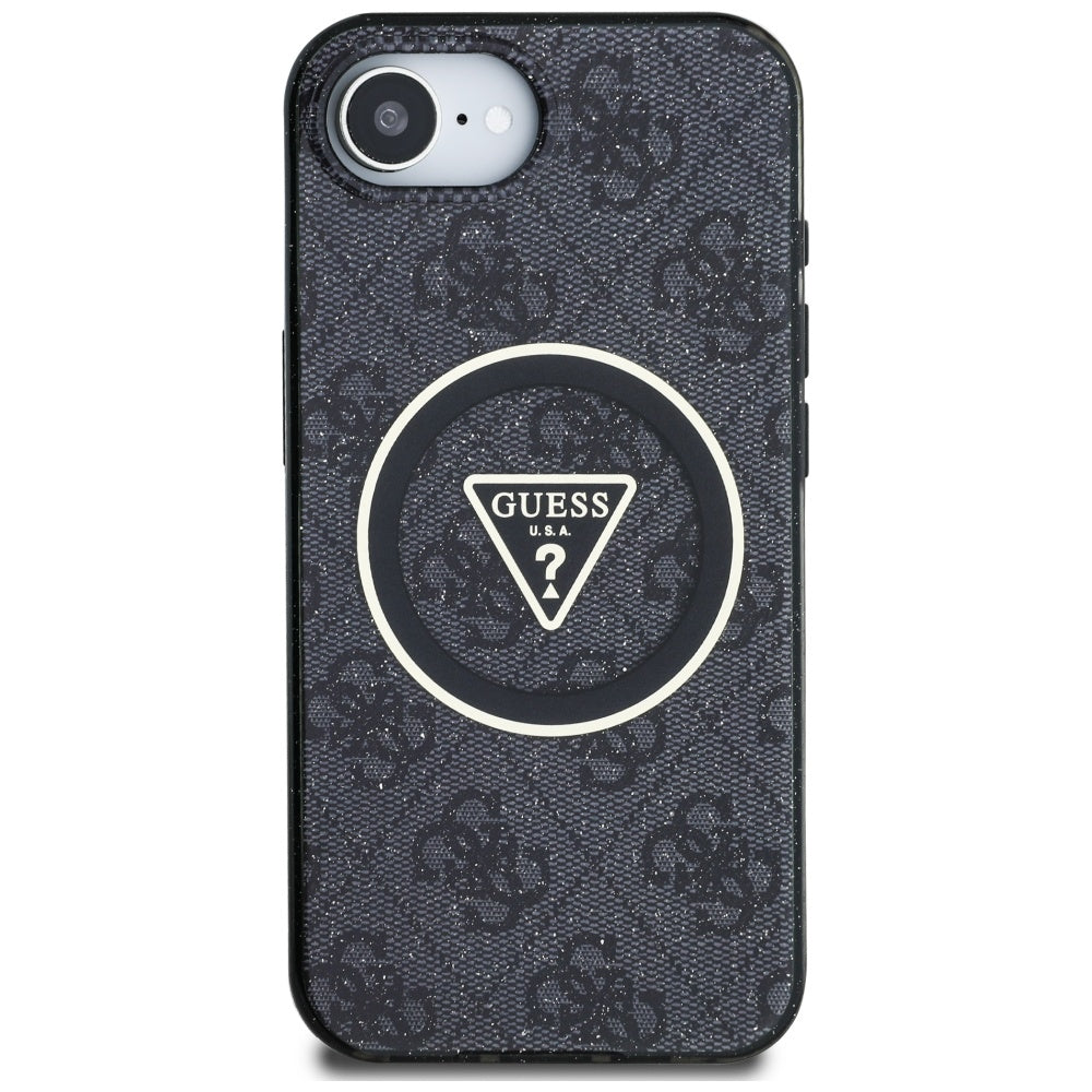 Etui MagSafe dla Apple iPhone 17e / 16e, Guess, IML Glitter 4G Circle Triangle, Czarne