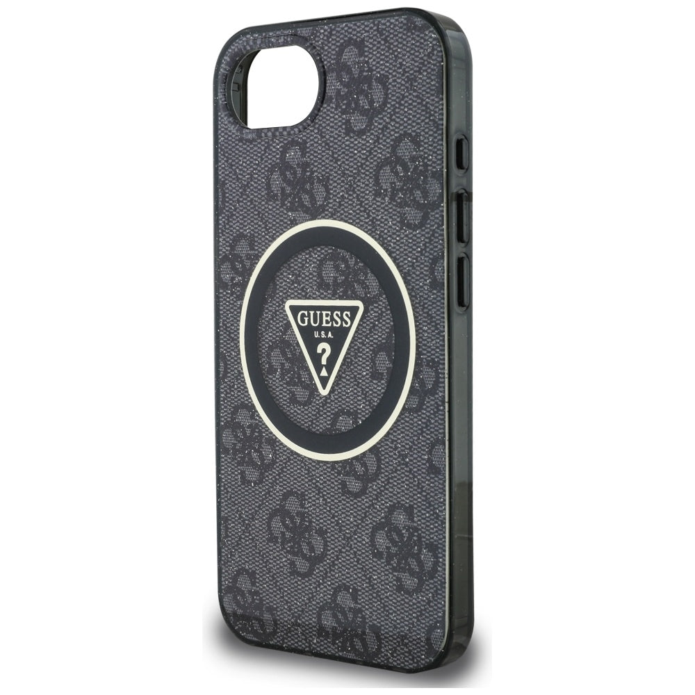 Etui MagSafe dla Apple iPhone 17e / 16e, Guess, IML Glitter 4G Circle Triangle, Czarne