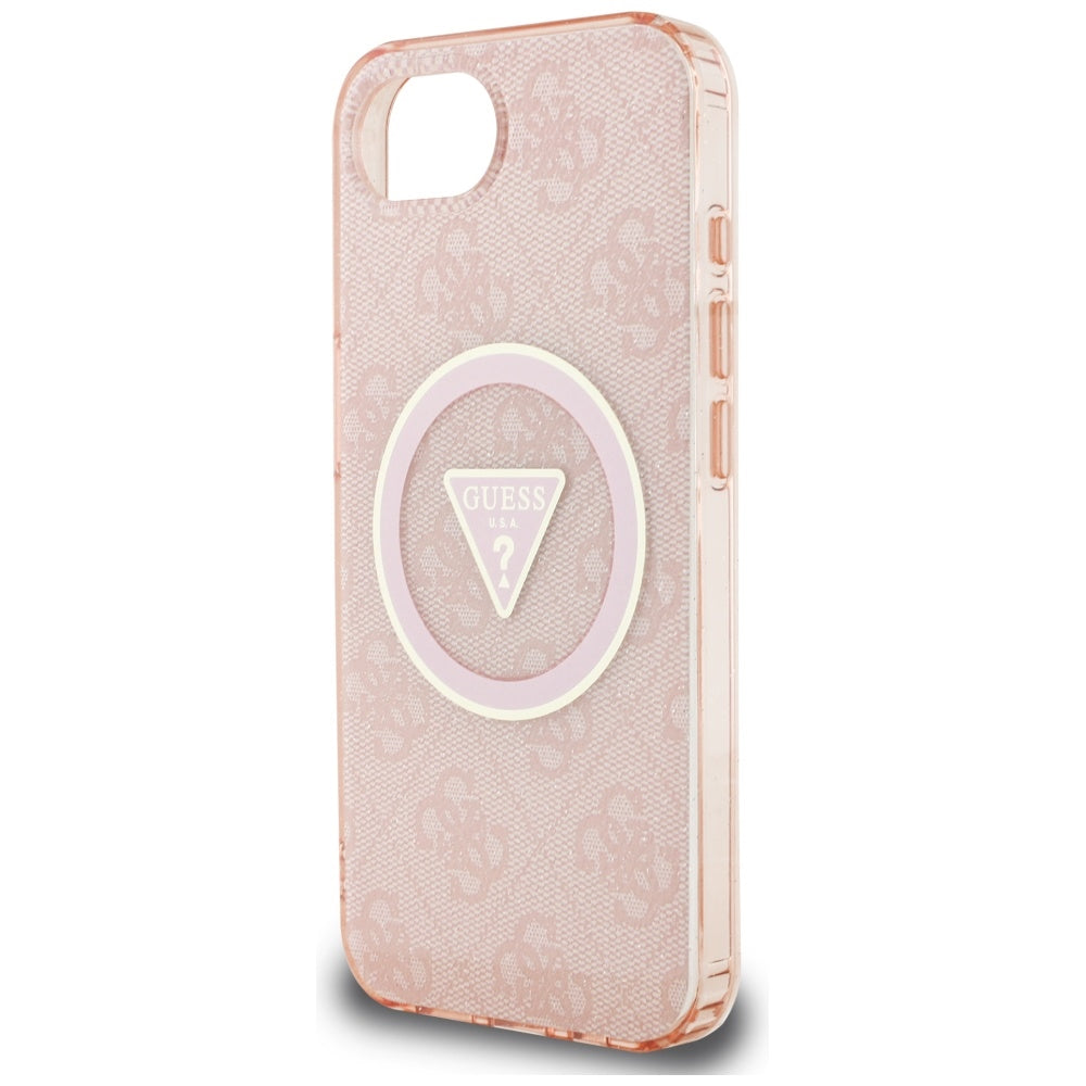 Etui MagSafe dla Apple iPhone 17e / 16e, Guess, IML Glitter 4G Circle Triangle, Różowy