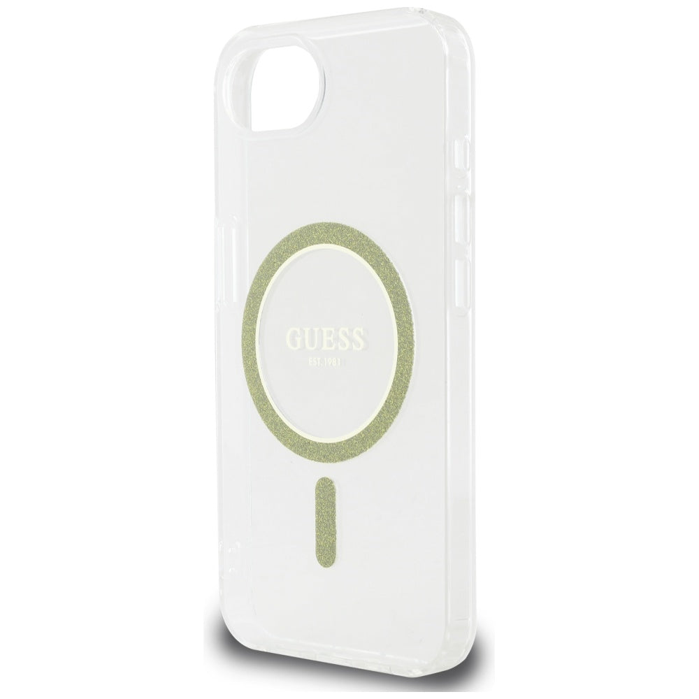 Etui MagSafe dla Apple iPhone 17e / 16e, Guess, IML Glitter Circle, Przezroczyste