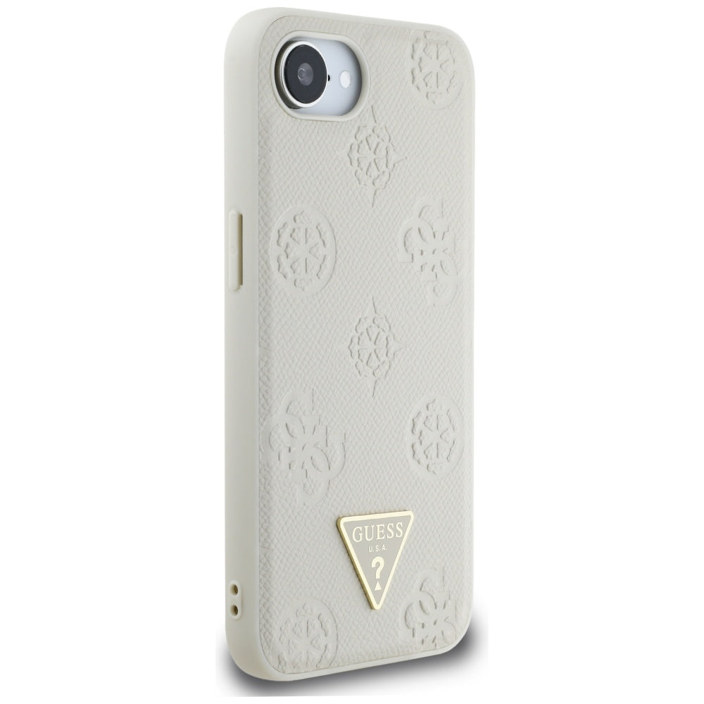 Etui MagSafe dla Apple iPhone 17e / 16e, Guess, Peony Grained Hot Stamp Triangle, Beżowy