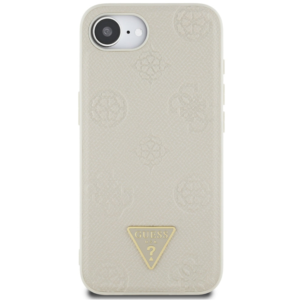 Etui MagSafe dla Apple iPhone 17e / 16e, Guess, Peony Grained Hot Stamp Triangle, Beżowy