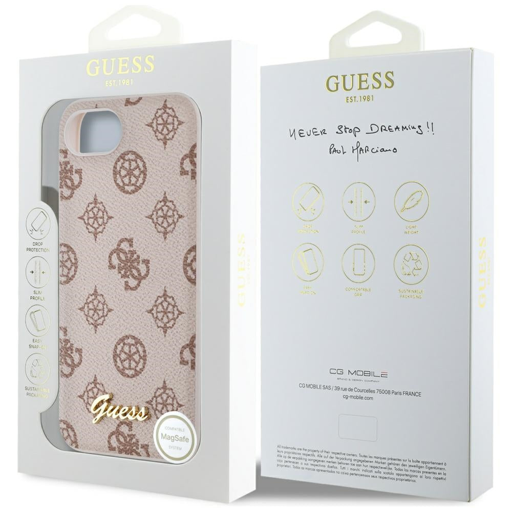 Etui MagSafe dla Apple iPhone 17e / 16e, Guess, Peony Script, Brązowy