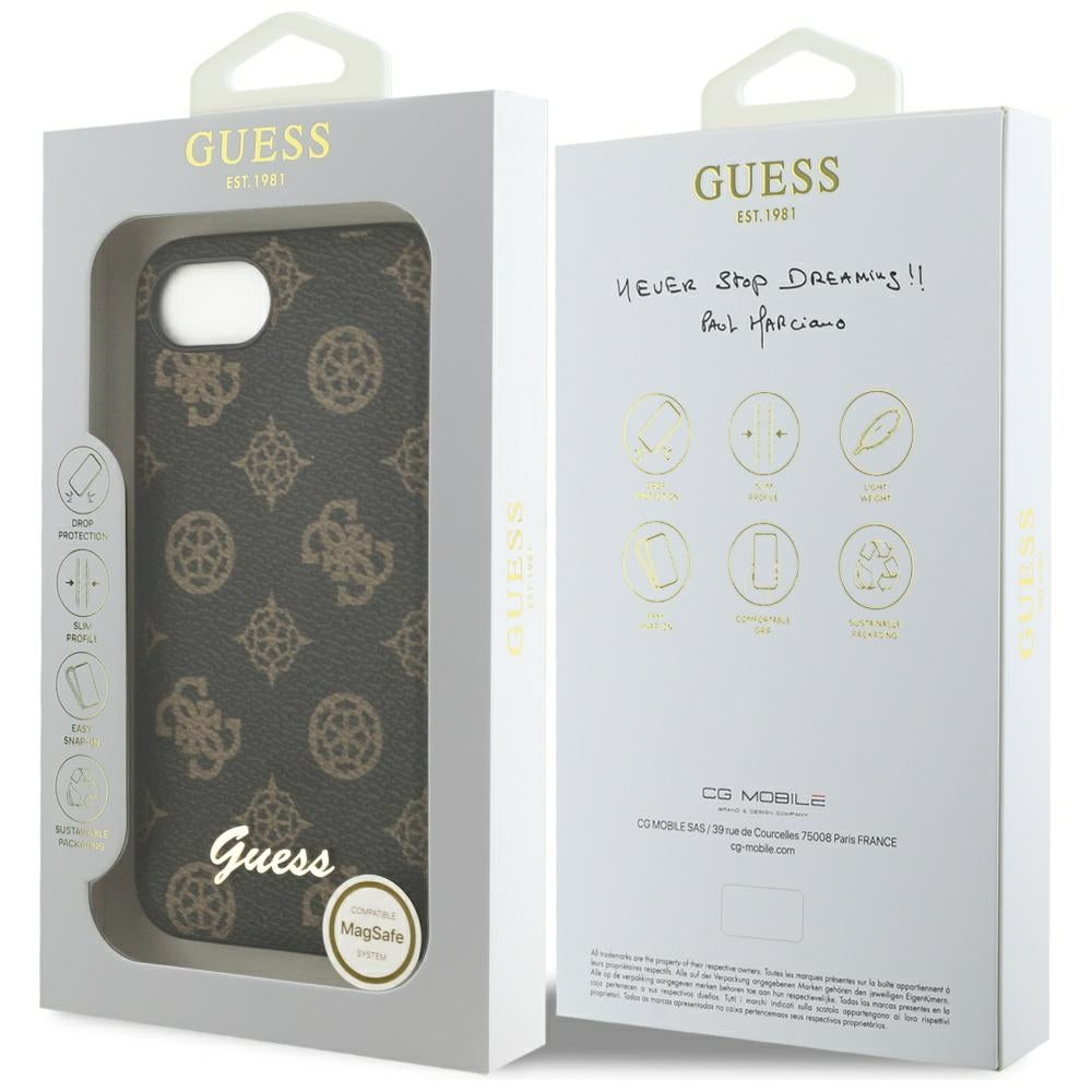 Etui MagSafe dla Apple iPhone 17e / 16e, Guess, Peony Script, Czarne