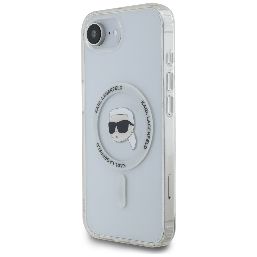 Etui MagSafe dla Apple iPhone 17e / 16e, Karl Lagerfeld, IML Karl's Head, Białe