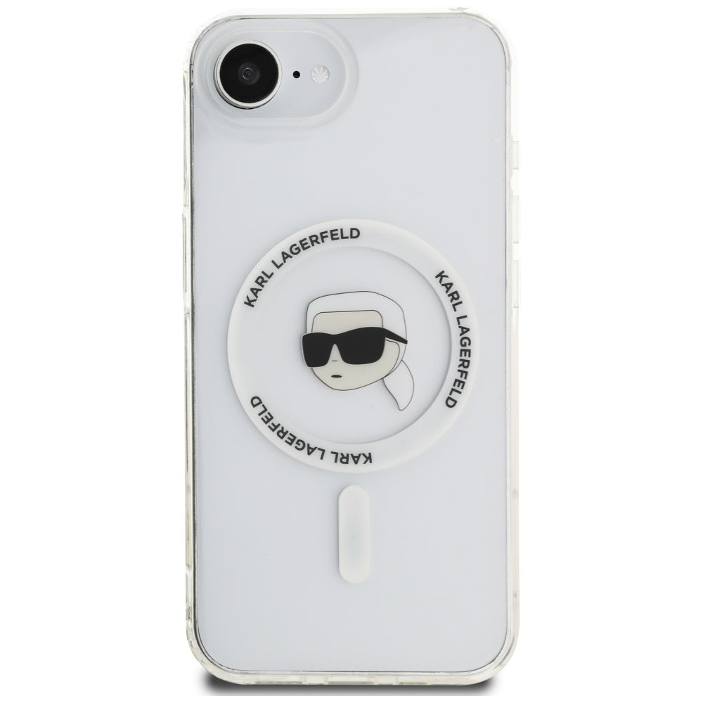 Etui MagSafe dla Apple iPhone 17e / 16e, Karl Lagerfeld, IML Karl's Head, Białe