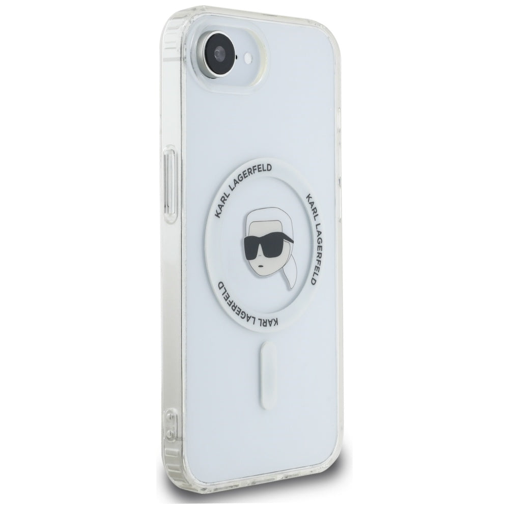 Etui MagSafe dla Apple iPhone 17e / 16e, Karl Lagerfeld, IML Karl's Head, Białe