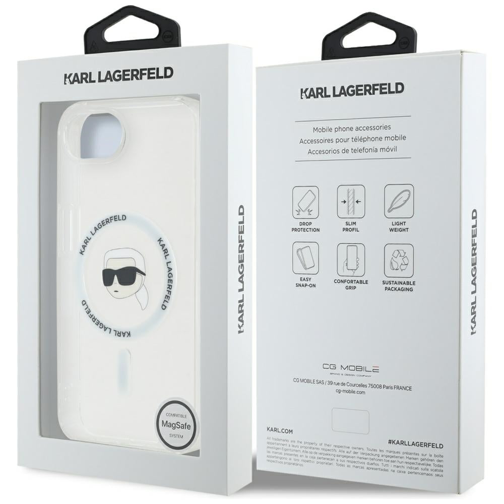 Etui MagSafe dla Apple iPhone 17e / 16e, Karl Lagerfeld, IML Karl's Head, Białe