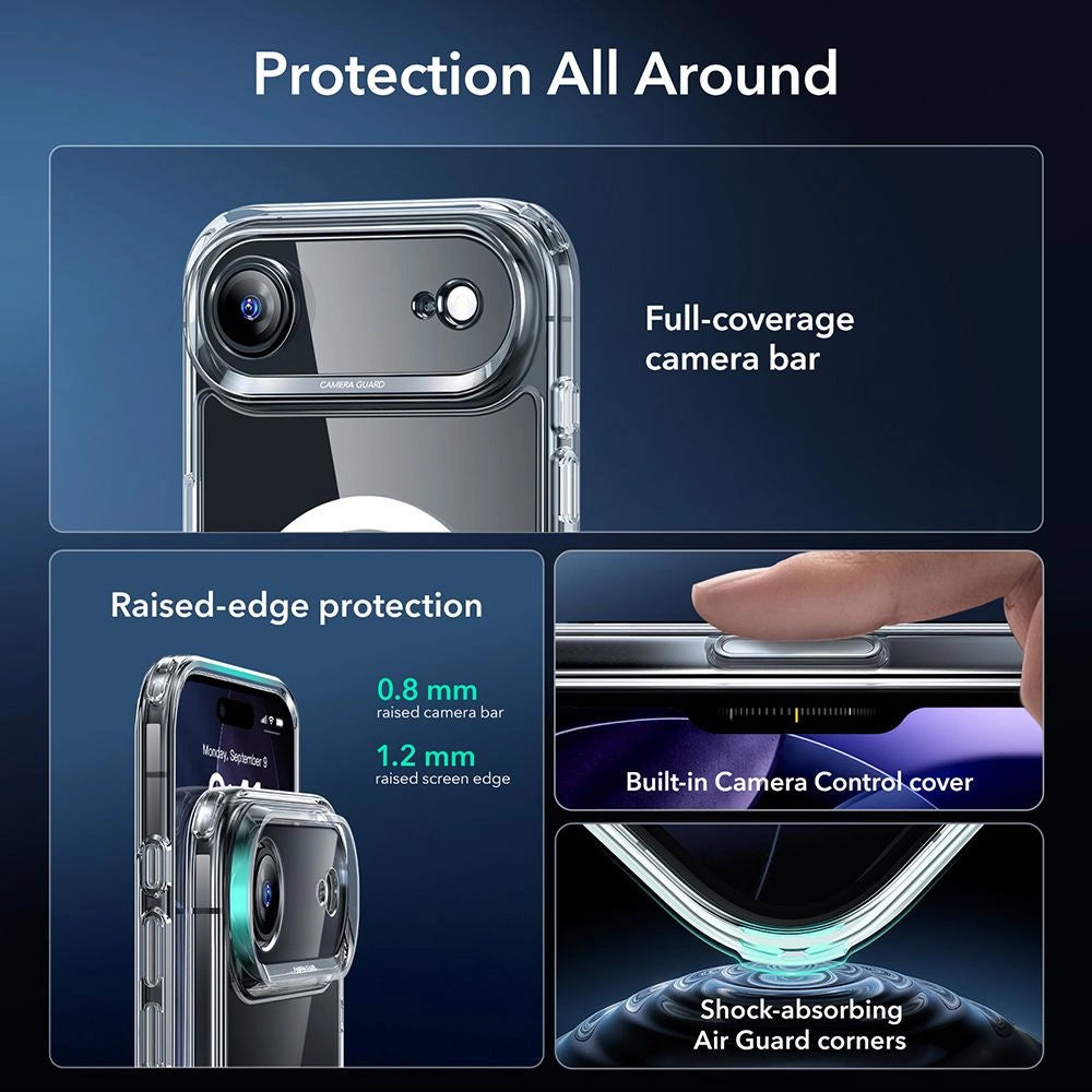 Etui MagSafe dla Apple iPhone 17 Air, ESR, Classic Hybrid z Osłoną Ekranu, Przezroczyste
