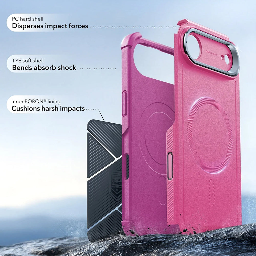 Etui MagSafe dla Apple iPhone 17 Air, ESR, Cyber Armor Kickstand, Różowy