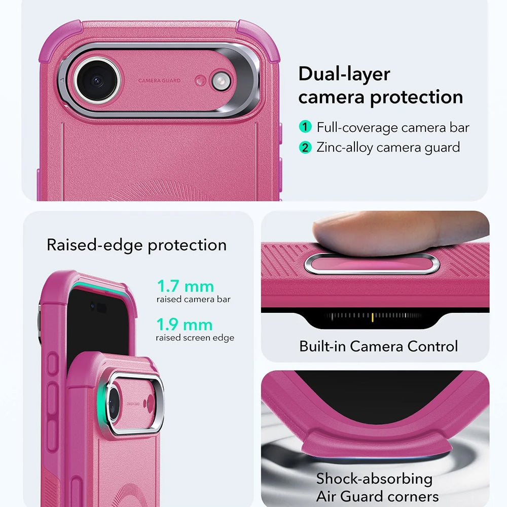 Etui MagSafe dla Apple iPhone 17 Air, ESR, Cyber Armor Kickstand, Różowy