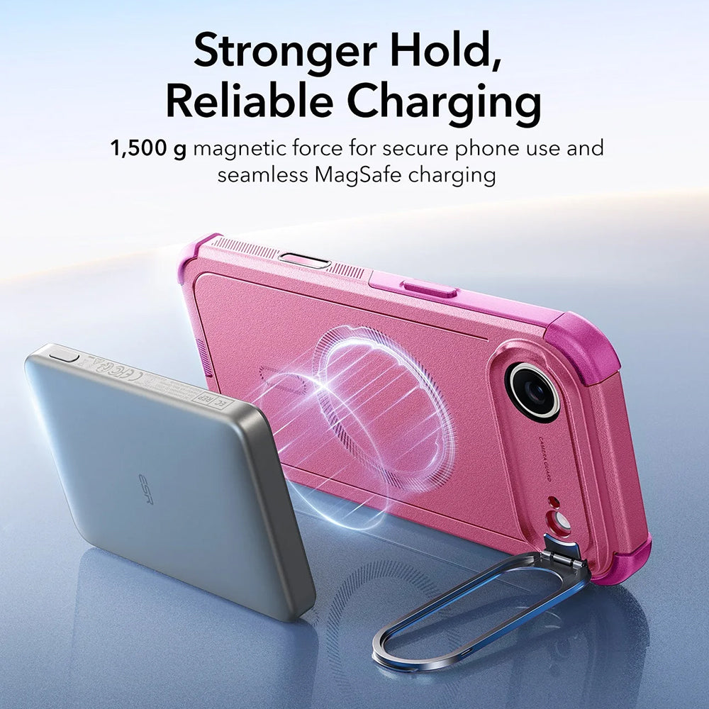 Etui MagSafe dla Apple iPhone 17 Air, ESR, Cyber Armor Kickstand, Różowy