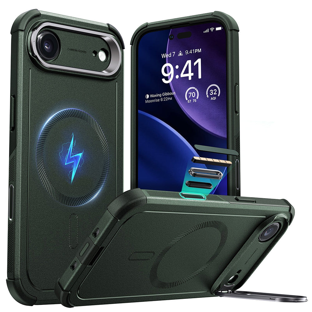 Etui MagSafe dla Apple iPhone 17 Air, ESR, Cyber Armor Kickstand, Zielony