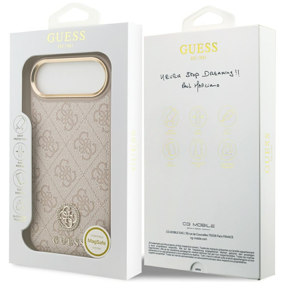 Etui MagSafe dla Apple iPhone 17 Air, Guess, 4G Strass Logo, Różowy