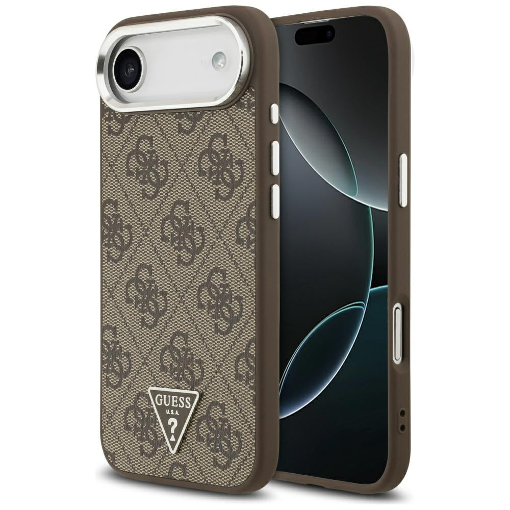 Etui MagSafe dla Apple iPhone 17 Air, Guess, 4G Triangle Logo, Brązowo-Srebrne.
