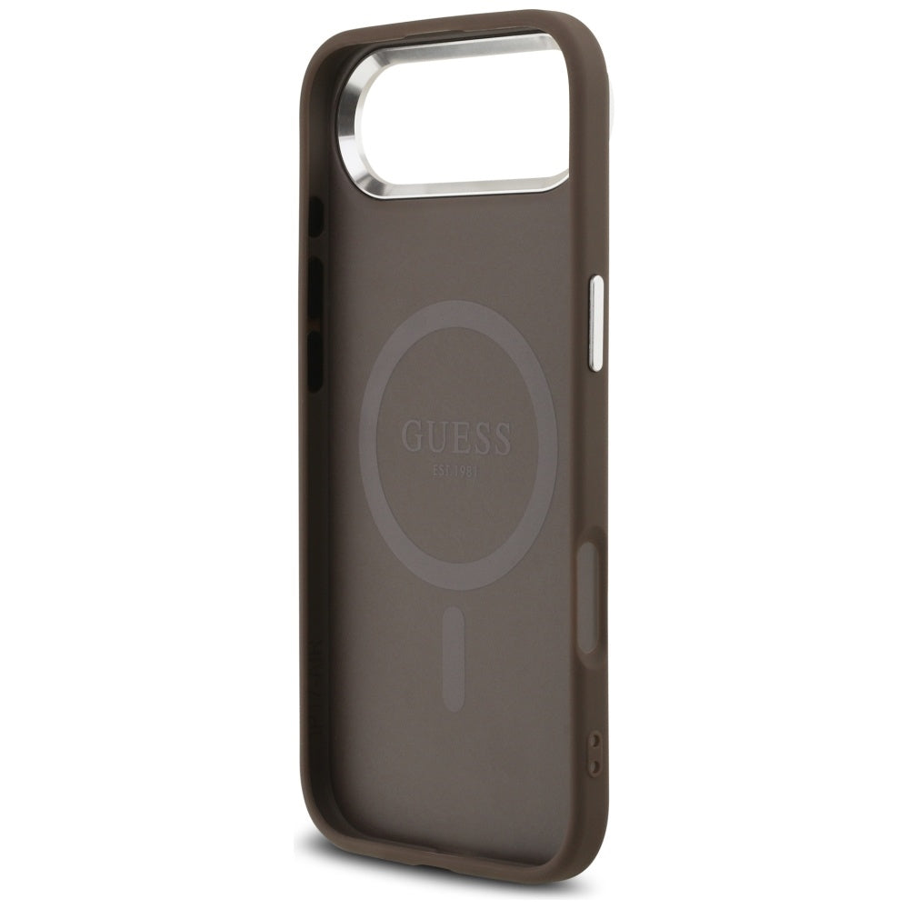 Etui MagSafe dla Apple iPhone 17 Air, Guess, 4G Triangle Logo, Brązowo-Srebrne.