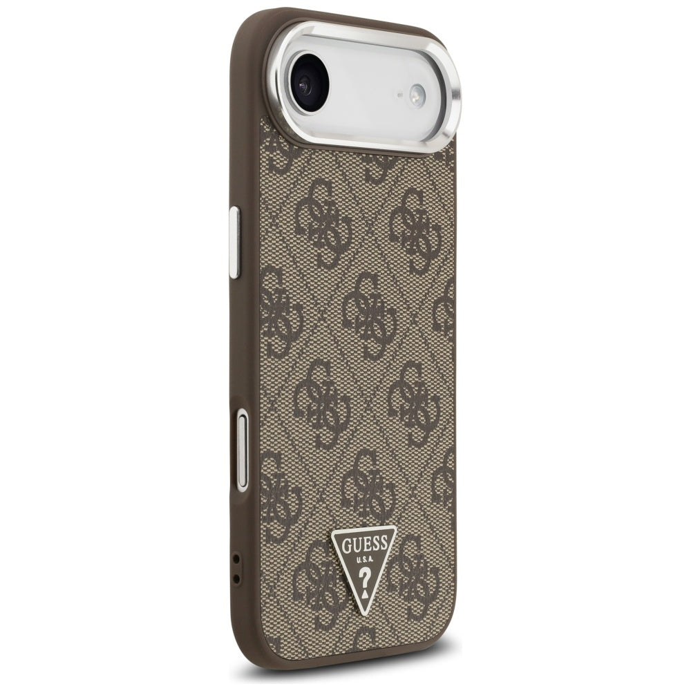 Etui MagSafe dla Apple iPhone 17 Air, Guess, 4G Triangle Logo, Brązowo-Srebrne.