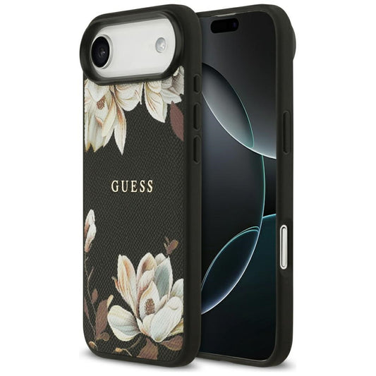 Etui MagSafe dla Apple iPhone 17 Air, Guess, Grained Flowers, Czarne