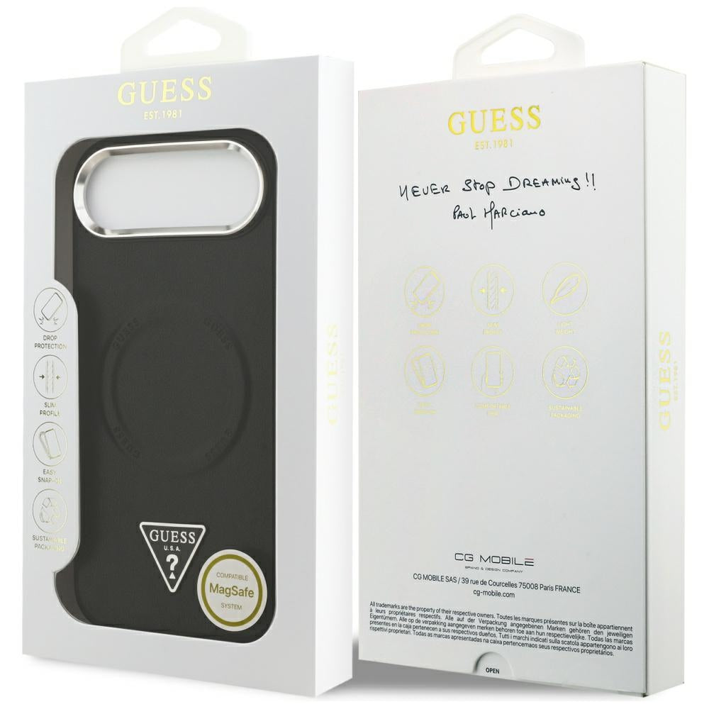 Etui MagSafe dla Apple iPhone 17 Air, Guess, Triangle Logo, Czarne Srebrne