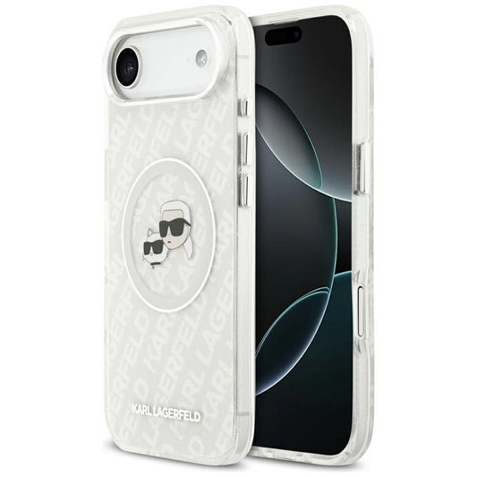 Etui MagSafe dla Apple iPhone 17 Air, Karl Lagerfeld, IML Glitter Karl & Choupette`s Heads, Szare