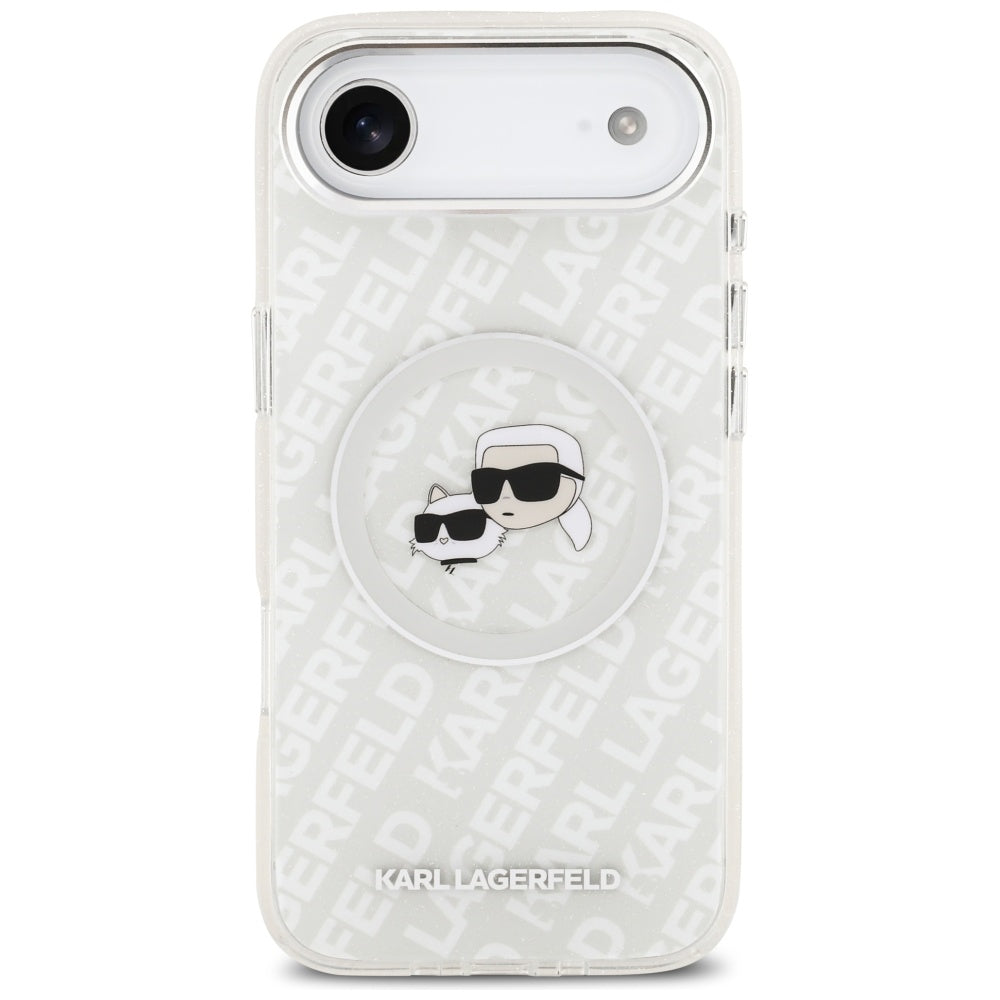 Etui MagSafe dla Apple iPhone 17 Air, Karl Lagerfeld, IML Glitter Karl & Choupette`s Heads, Szare