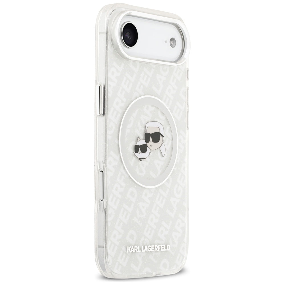 Etui MagSafe dla Apple iPhone 17 Air, Karl Lagerfeld, IML Glitter Karl & Choupette`s Heads, Szare