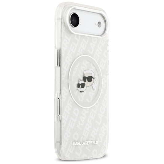 Etui MagSafe dla Apple iPhone 17 Air, Karl Lagerfeld, IML Glitter Karl & Choupette`s Heads, Szare