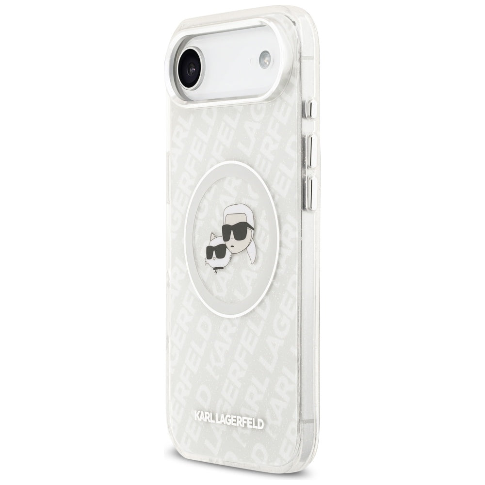 Etui MagSafe dla Apple iPhone 17 Air, Karl Lagerfeld, IML Glitter Karl & Choupette`s Heads, Szare