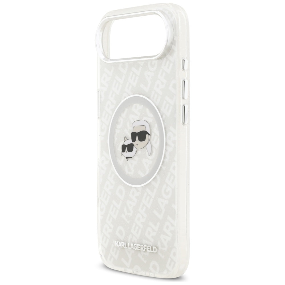 Etui MagSafe dla Apple iPhone 17 Air, Karl Lagerfeld, IML Glitter Karl & Choupette`s Heads, Szare