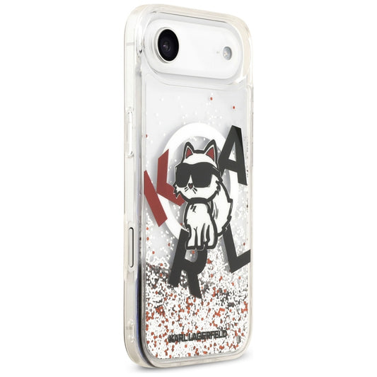 Etui MagSafe dla Apple iPhone 17 Air, Karl Lagerfeld, Liquid Glitter Choupette Logo, Przezroczyste