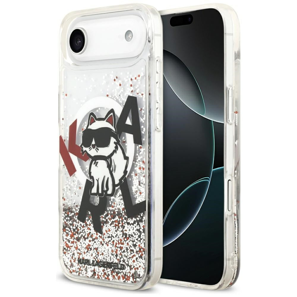 Etui MagSafe dla Apple iPhone 17 Air, Karl Lagerfeld, Liquid Glitter Choupette Logo, Przezroczyste