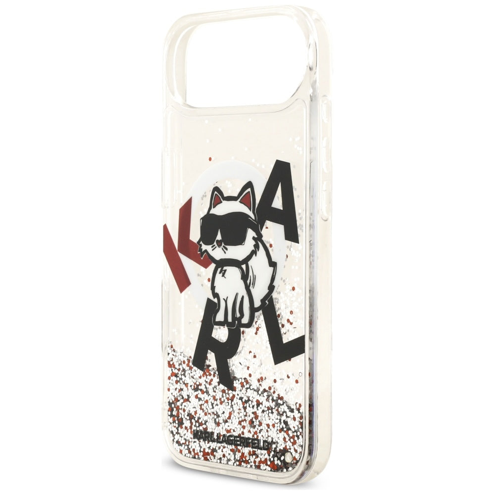 Etui MagSafe dla Apple iPhone 17 Air, Karl Lagerfeld, Liquid Glitter Choupette Logo, Przezroczyste