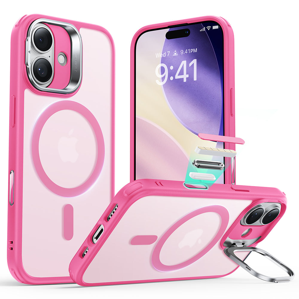 Etui MagSafe dla Apple iPhone 17, ESR, Classic Hybrid Kickstand, Satynowy Róż
