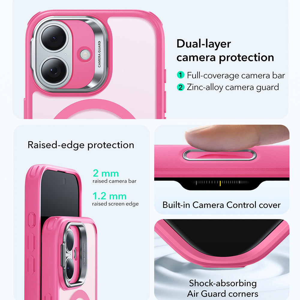 Etui MagSafe dla Apple iPhone 17, ESR, Classic Hybrid Kickstand, Satynowy Róż