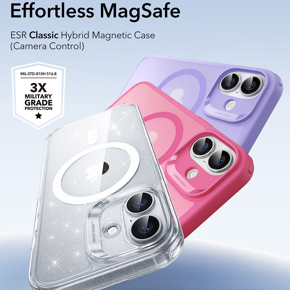 MagSafe Case for Apple iPhone 17, ESR, Classic Hybrid Shimmer, Transparent