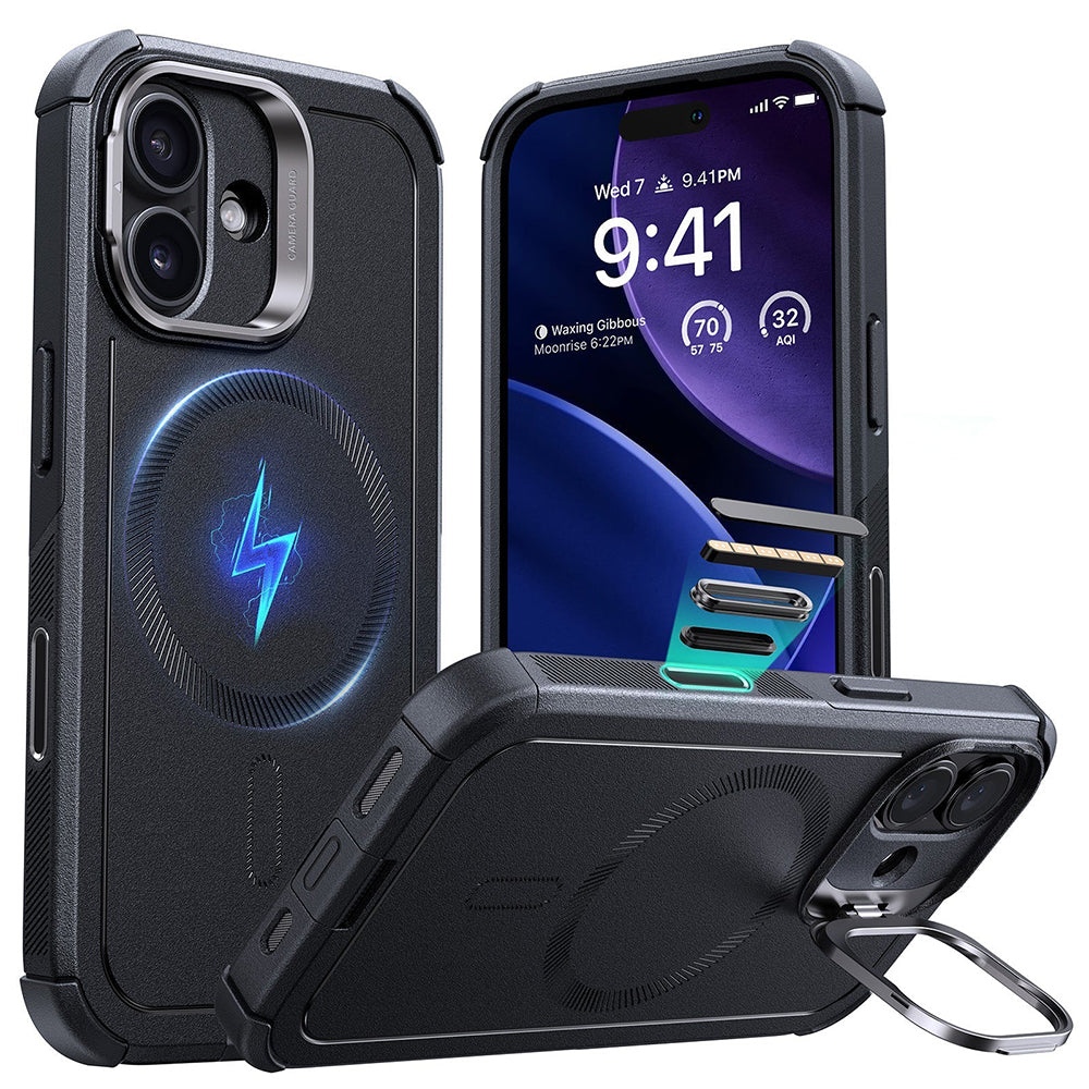 Etui MagSafe dla Apple iPhone 17, ESR, Cyber Armor Kickstand, Czarne