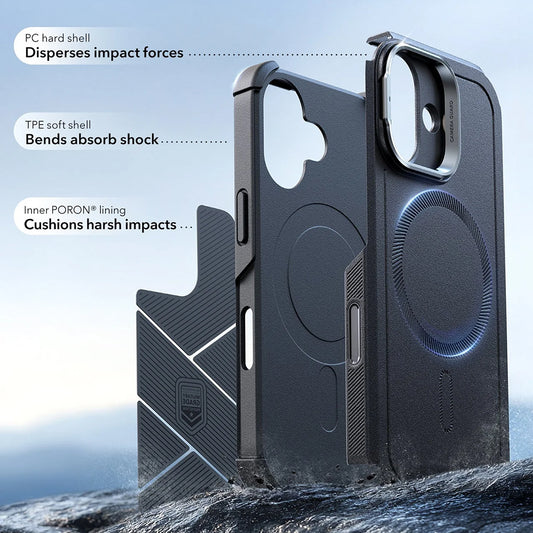 Etui MagSafe dla Apple iPhone 17, ESR, Cyber Armor Kickstand, Czarne