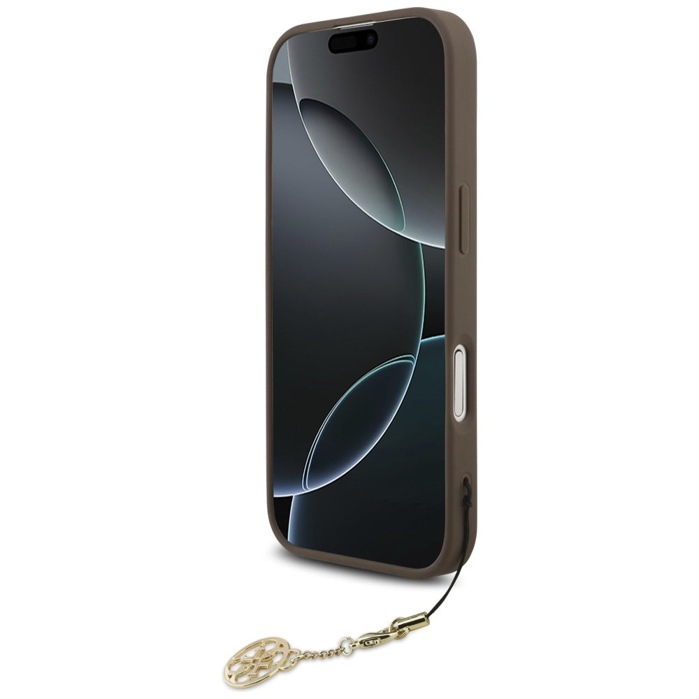 Etui MagSafe dla Apple iPhone 17, Guess, 4G Charm Cradle, Brązowy