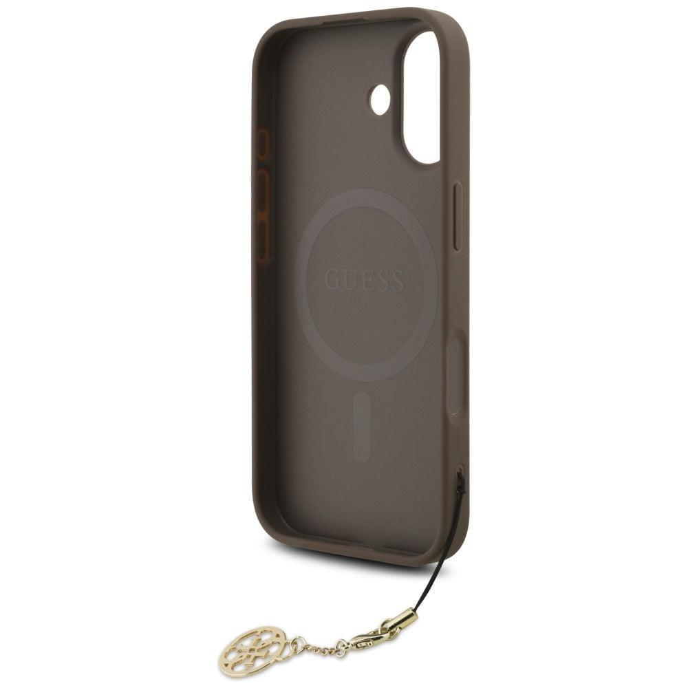 Etui MagSafe dla Apple iPhone 17, Guess, 4G Charm Cradle, Brązowy