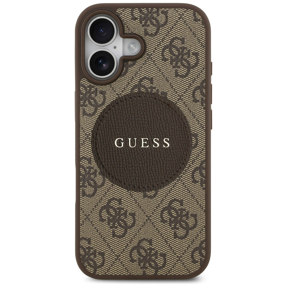 Etui MagSafe dla Apple iPhone 17, Guess, 4G Circle Classic Logo, Brązowy