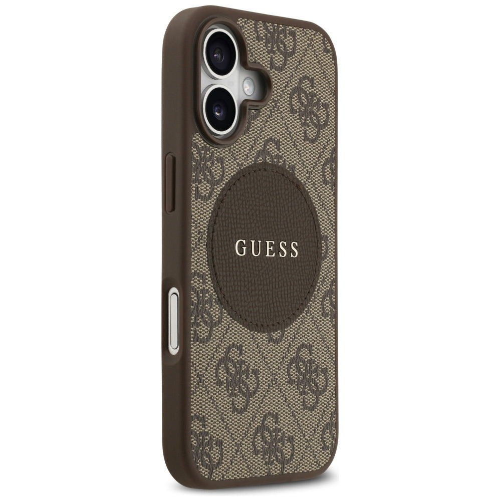 Etui MagSafe dla Apple iPhone 17, Guess, 4G Circle Classic Logo, Brązowy